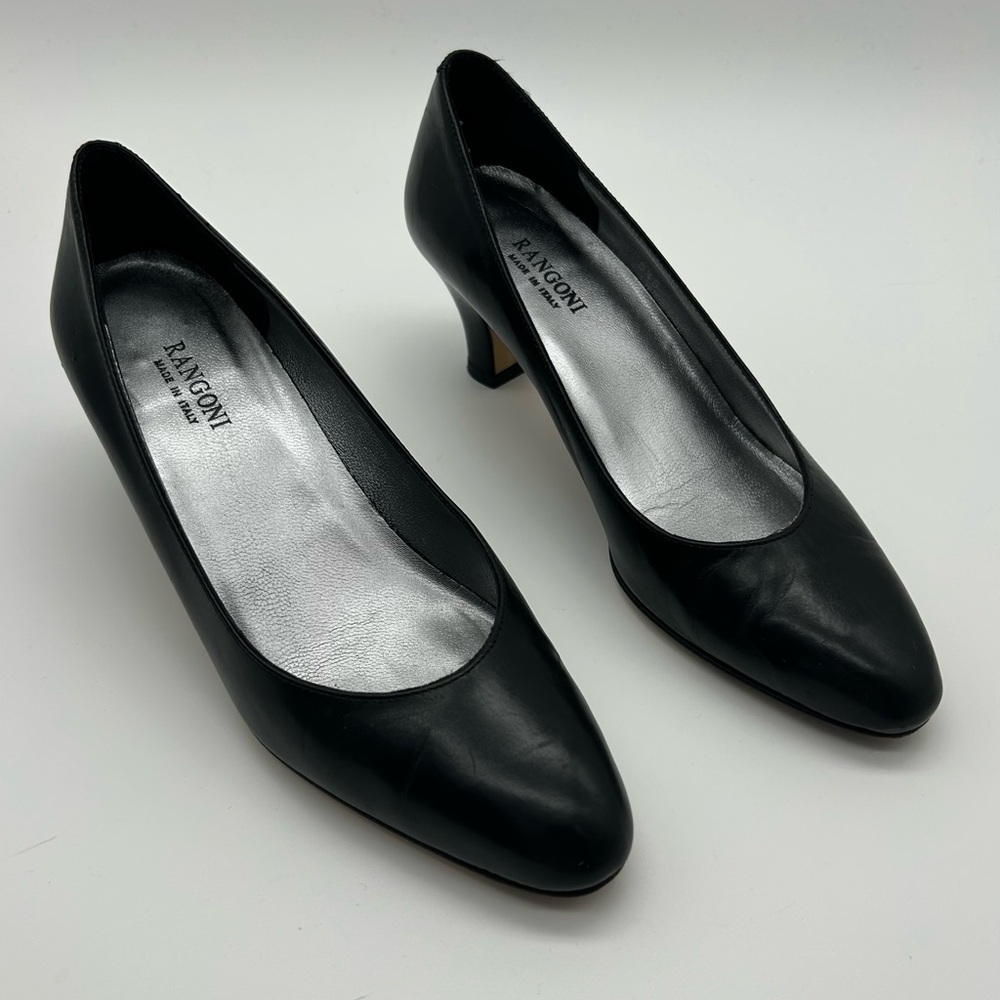 Rangoni Black Classic Leather Pumps Size 5.5